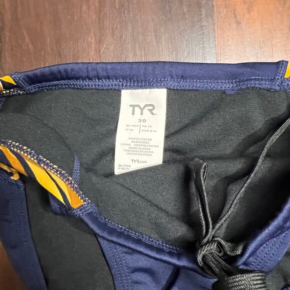 NWT TYR Blue and yellow swim briefs sz 30 - Picture 2 of 3